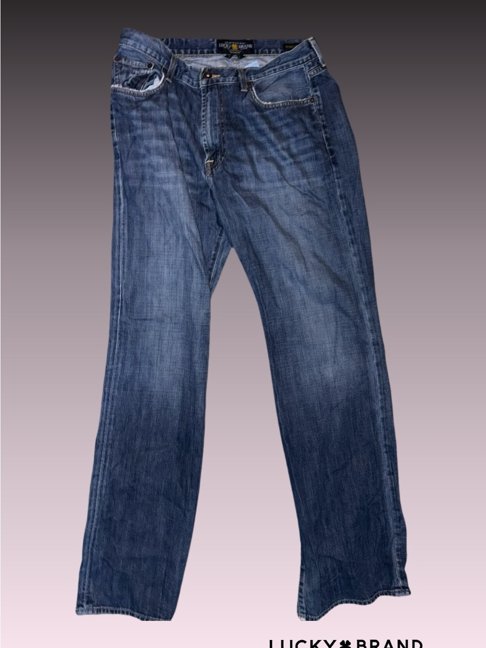 Lucky Brand Men's Washed Blue Relaxed Straight Jeans